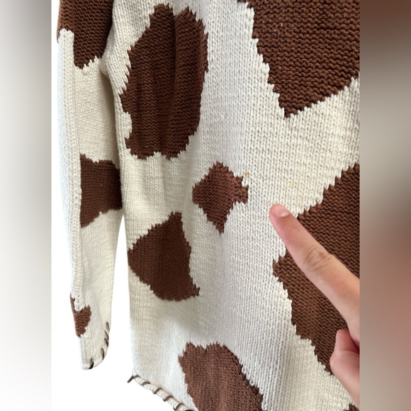 Vintage cotton cowhide print western knit sweater - Picture 4 of 5
